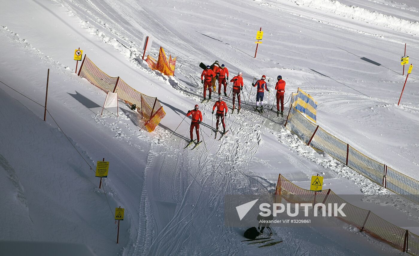 Skiing race. Training session of Russia's national team
