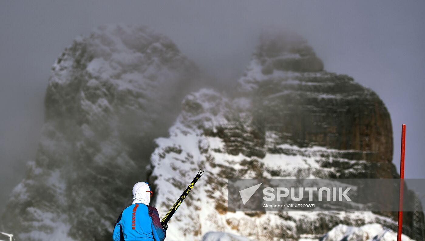 Skiing race. Training session of Russia's national team