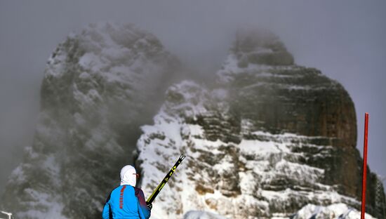 Skiing race. Training session of Russia's national team