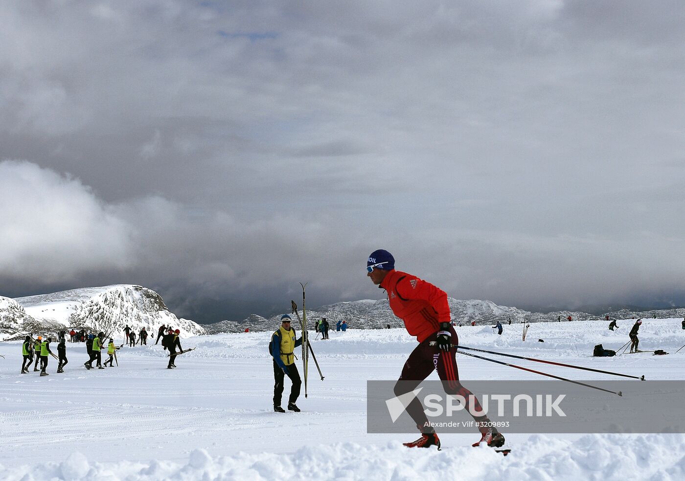 Skiing race. Training session of Russia's national team