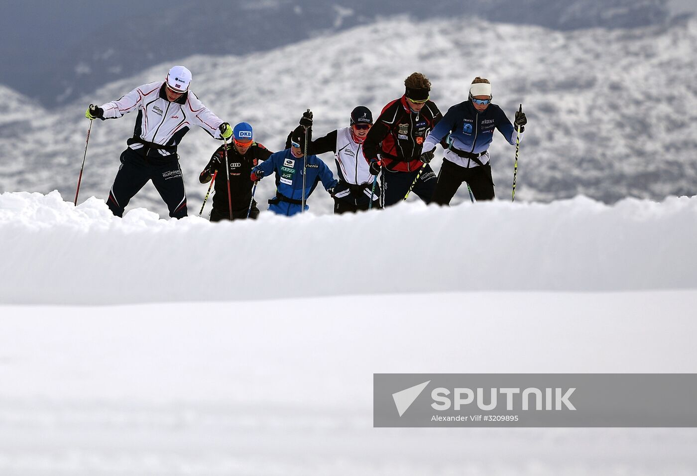 Skiing race. Training session of Russia's national team