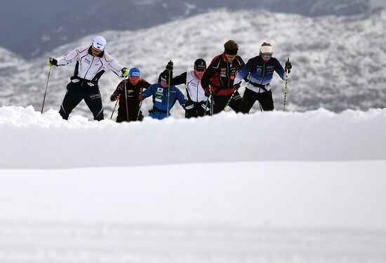 Skiing race. Training session of Russia's national team