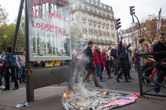 Protest rally against labor reform in Paris