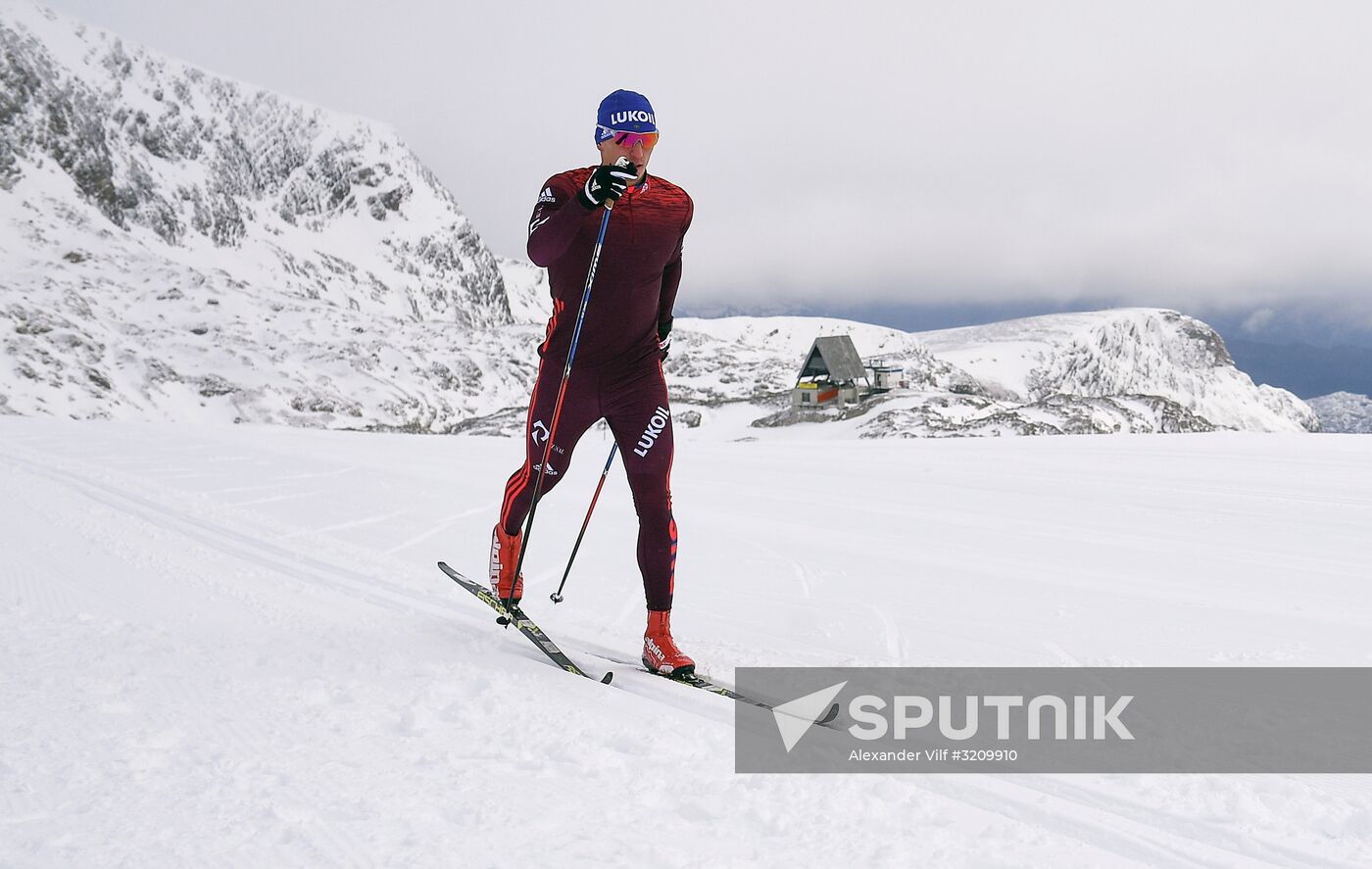 Skiing race. Training session of Russia's national team