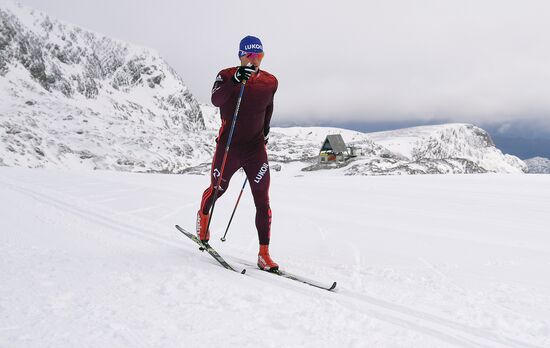 Skiing race. Training session of Russia's national team
