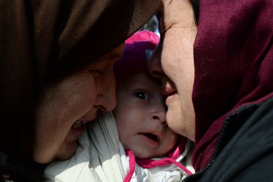 Children rescued in Iraw are welcomed in Grozny