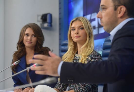 News conference by Russian contestants in Miss World 2017 and Miss Universe 2017