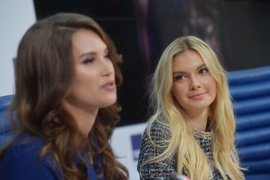 News conference by Russian contestants in Miss World 2017 and Miss Universe 2017