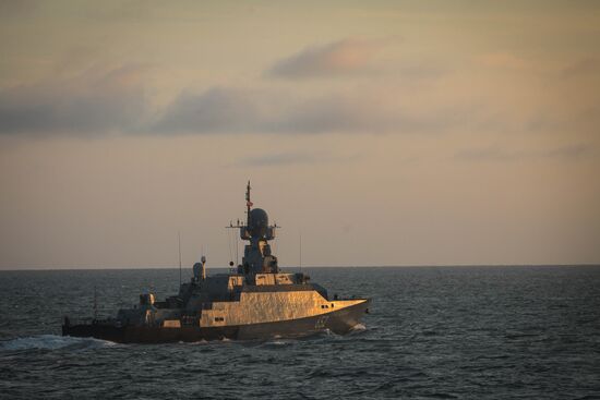 Manuevers of Russian Navy's Caspian Flotilla