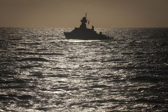 Manuevers of Russian Navy's Caspian Flotilla