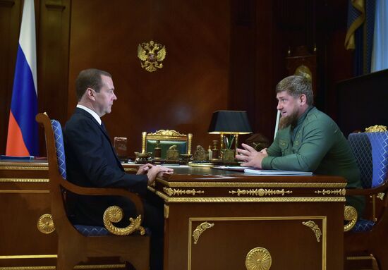 Prime Minister Dmitry Medvedev meets with head of Chechnya Ramzan Kadyrov