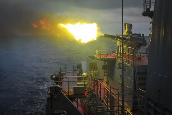 Manuevers of Russian Navy's Caspian Flotilla