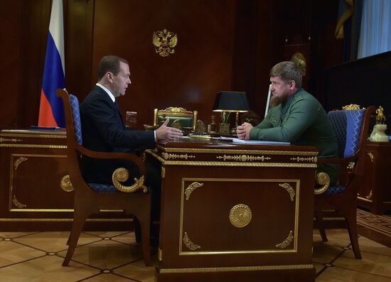 Prime Minister Dmitry Medvedev meets with head of Chechnya Ramzan Kadyrov