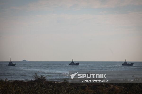 Manuevers of Russian Navy's Caspian Flotilla