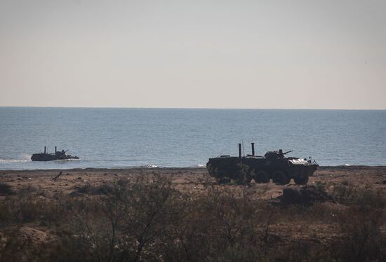 Manuevers of Russian Navy's Caspian Flotilla
