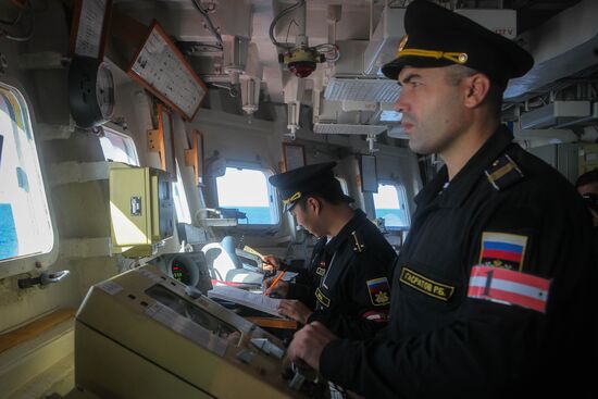 Manuevers of Russian Navy's Caspian Flotilla