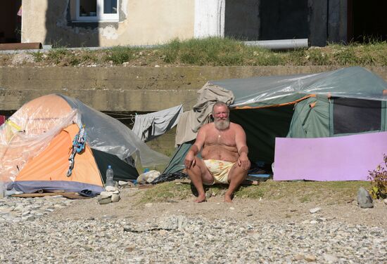 Tourists in New Athos