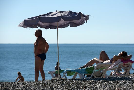 Tourists in New Athos
