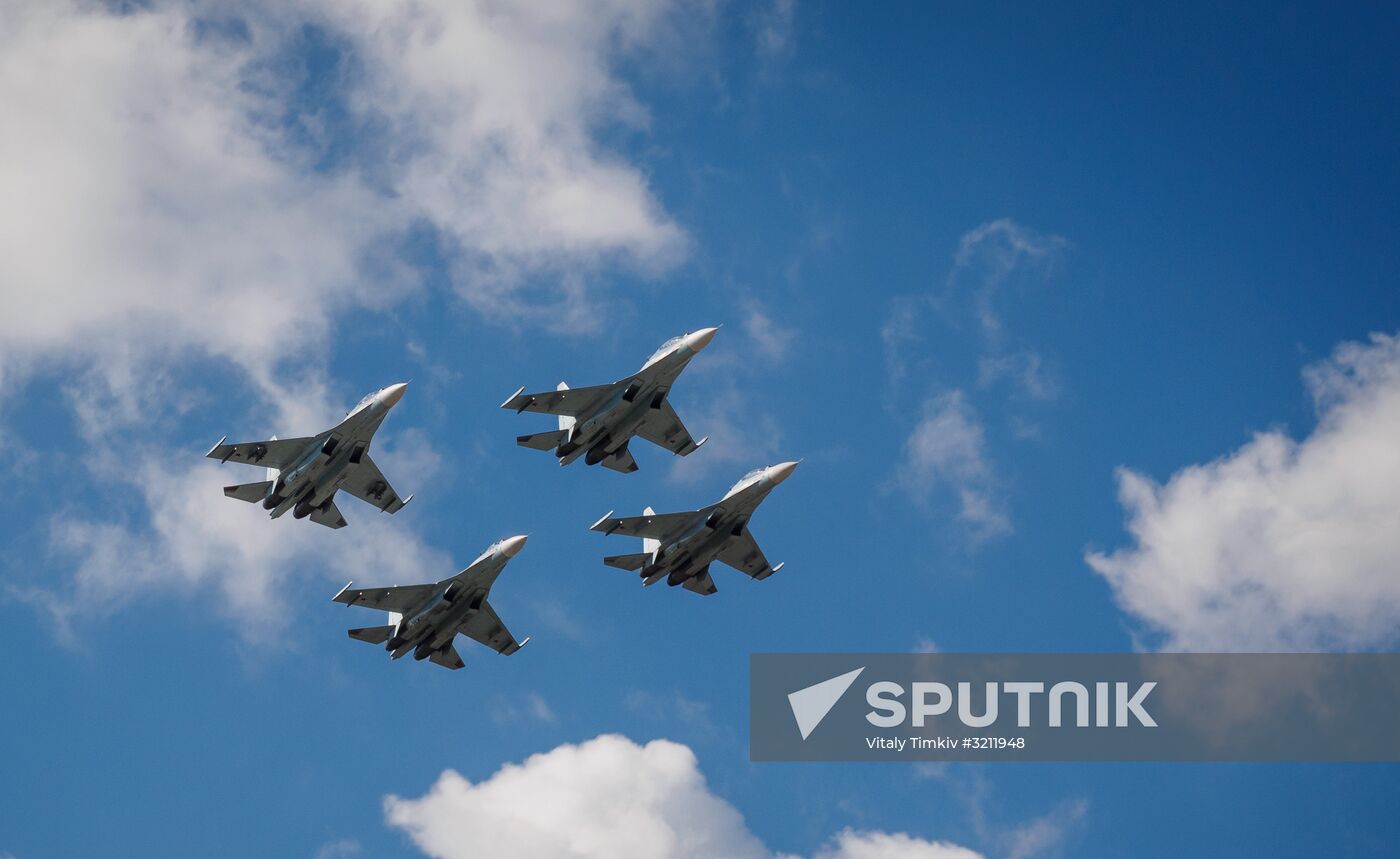 Practice flights of Russian Falcons aerobatic team in Krasnodar Territory