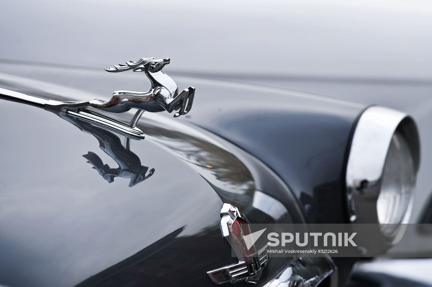 Display of vintage Volga cars