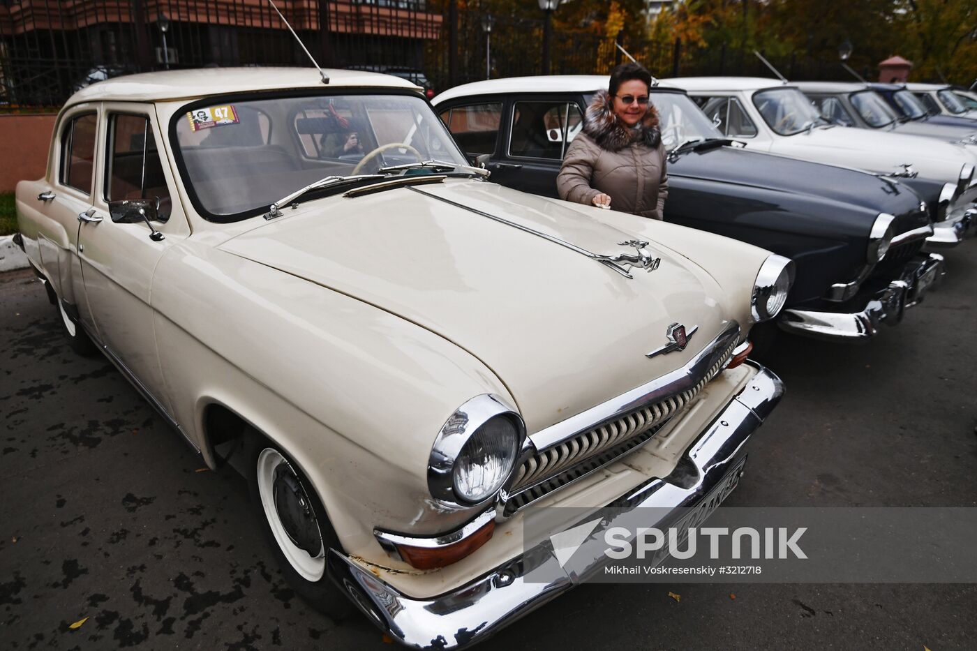 Display of vintage Volga cars