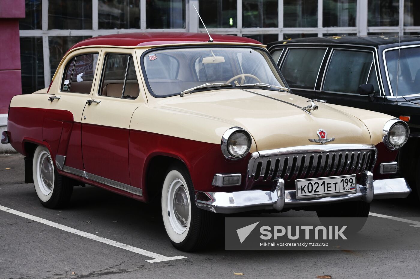 Display of vintage Volga cars