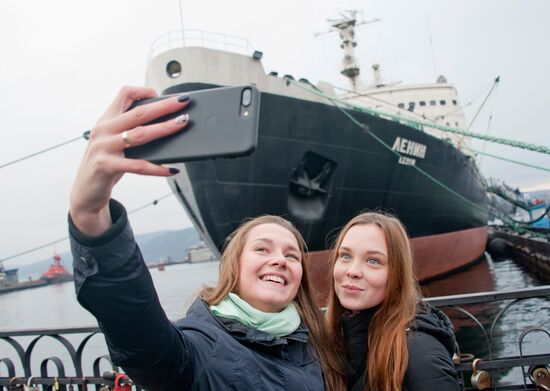 Historic icebreaker museum "Lenin" in Murmansk