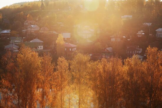 Golden autumn in Plyos, Russia