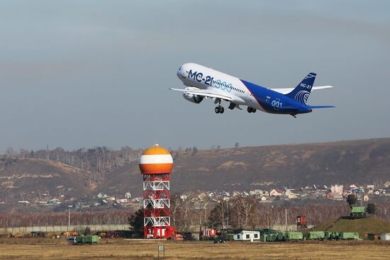 MC-21 aircraft performs its first flight from Irkutsk to Zhukovsky