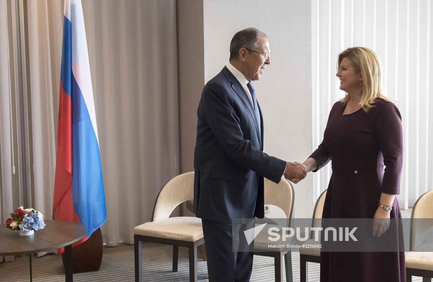 Russian Foreign Minister Sergei Lavrov meets with President of Croatia Kolinda Grabar-Kitarovic