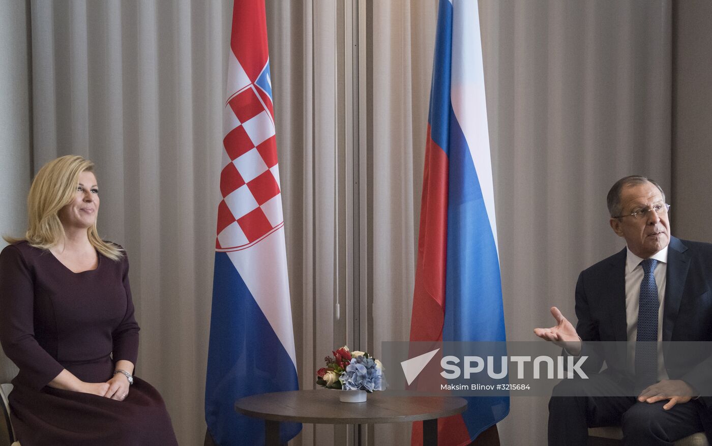 Russian Foreign Minister Sergei Lavrov meets with President of Croatia Kolinda Grabar-Kitarovic