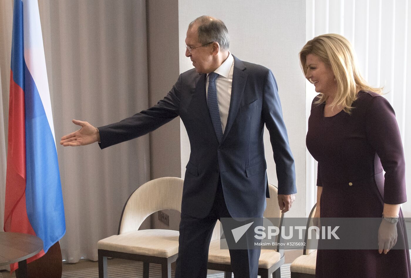 Russian Foreign Minister Sergei Lavrov meets with President of Croatia Kolinda Grabar-Kitarovic