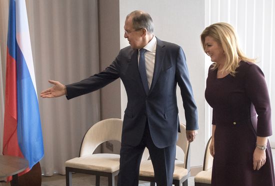 Russian Foreign Minister Sergei Lavrov meets with President of Croatia Kolinda Grabar-Kitarovic