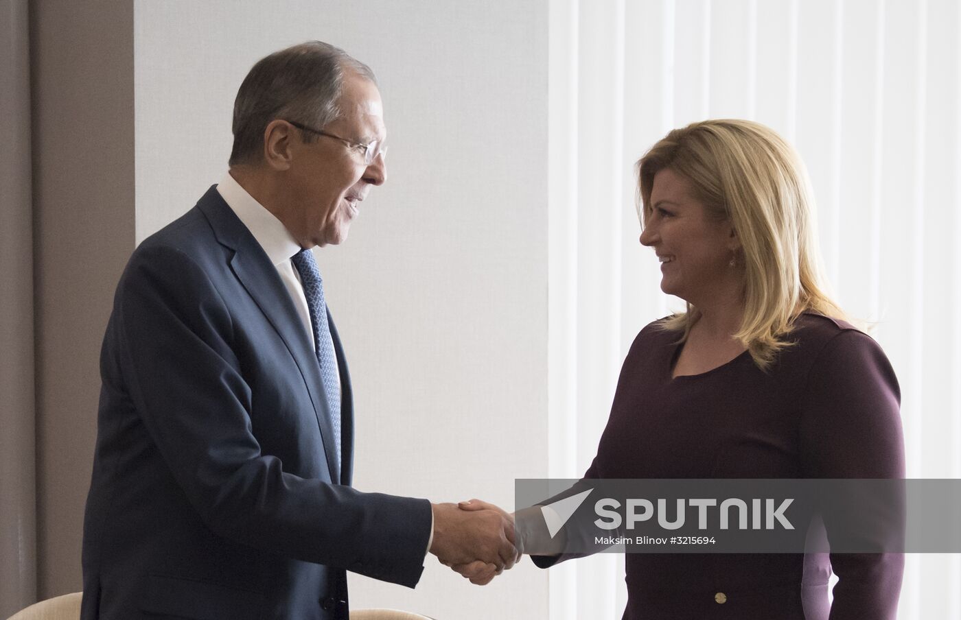 Russian Foreign Minister Sergei Lavrov meets with President of Croatia Kolinda Grabar-Kitarovic