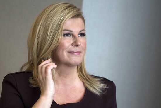Russian Foreign Minister Sergei Lavrov meets with Croatian President Kolinda Grabar-Kitarovic