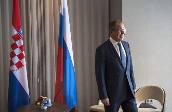 Russian Foreign Minister Sergei Lavrov meets with President of Croatia Kolinda Grabar-Kitarovic