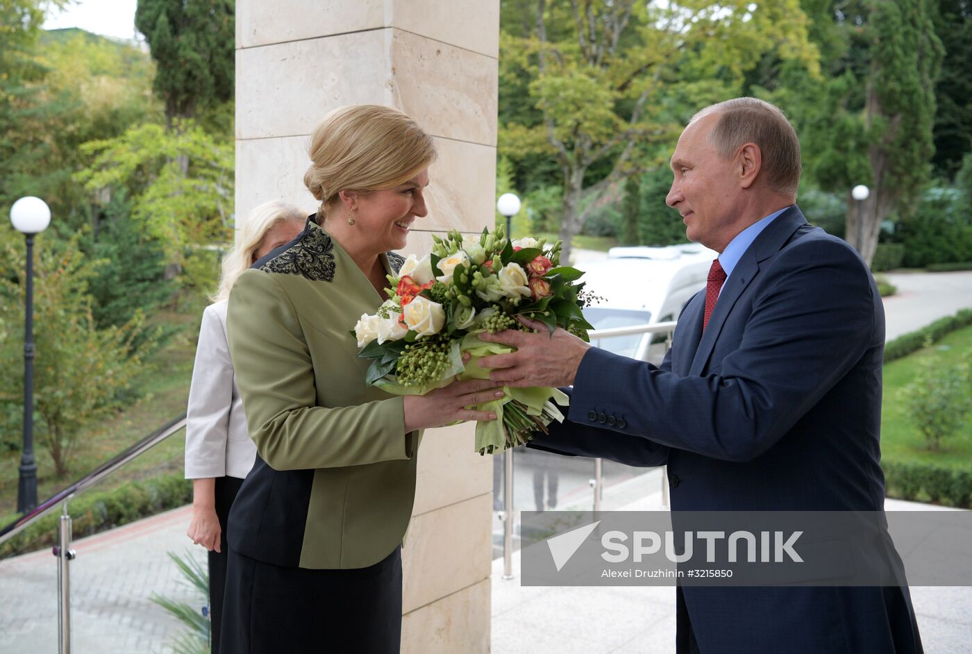 Russian President Vladimir Putin meets with President of Croatia Kolinda Grabar-Kitarovic