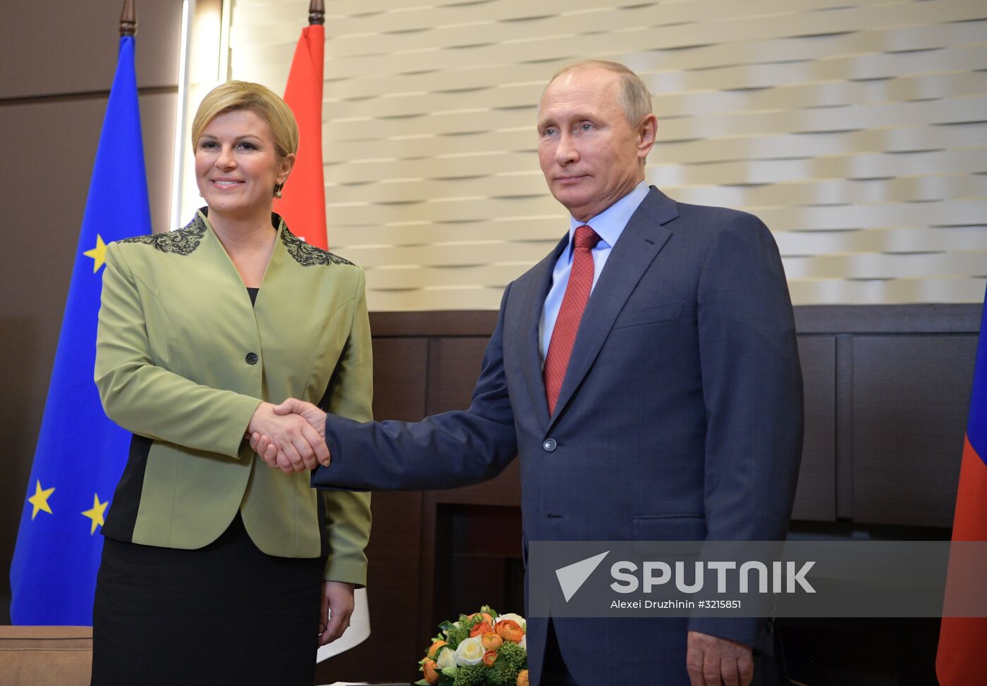 Russian President Vladimir Putin meets with President of Croatia Kolinda Grabar-Kitarovic