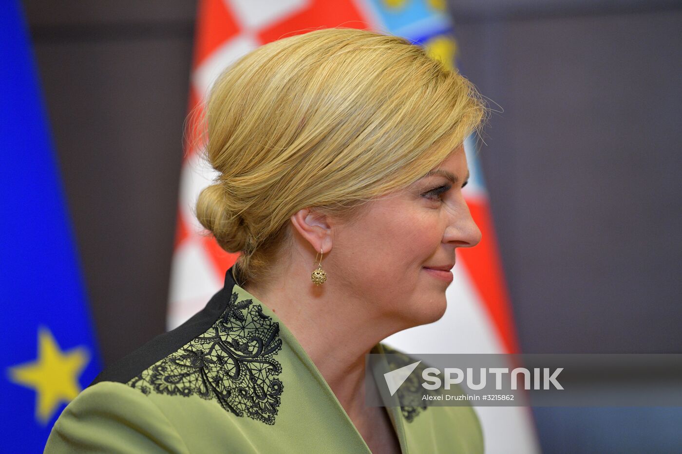 Russian President Vladimir Putin meets with President of Croatia Kolinda Grabar-Kitarovic