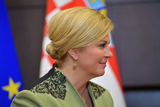 Russian President Vladimir Putin meets with President of Croatia Kolinda Grabar-Kitarovic