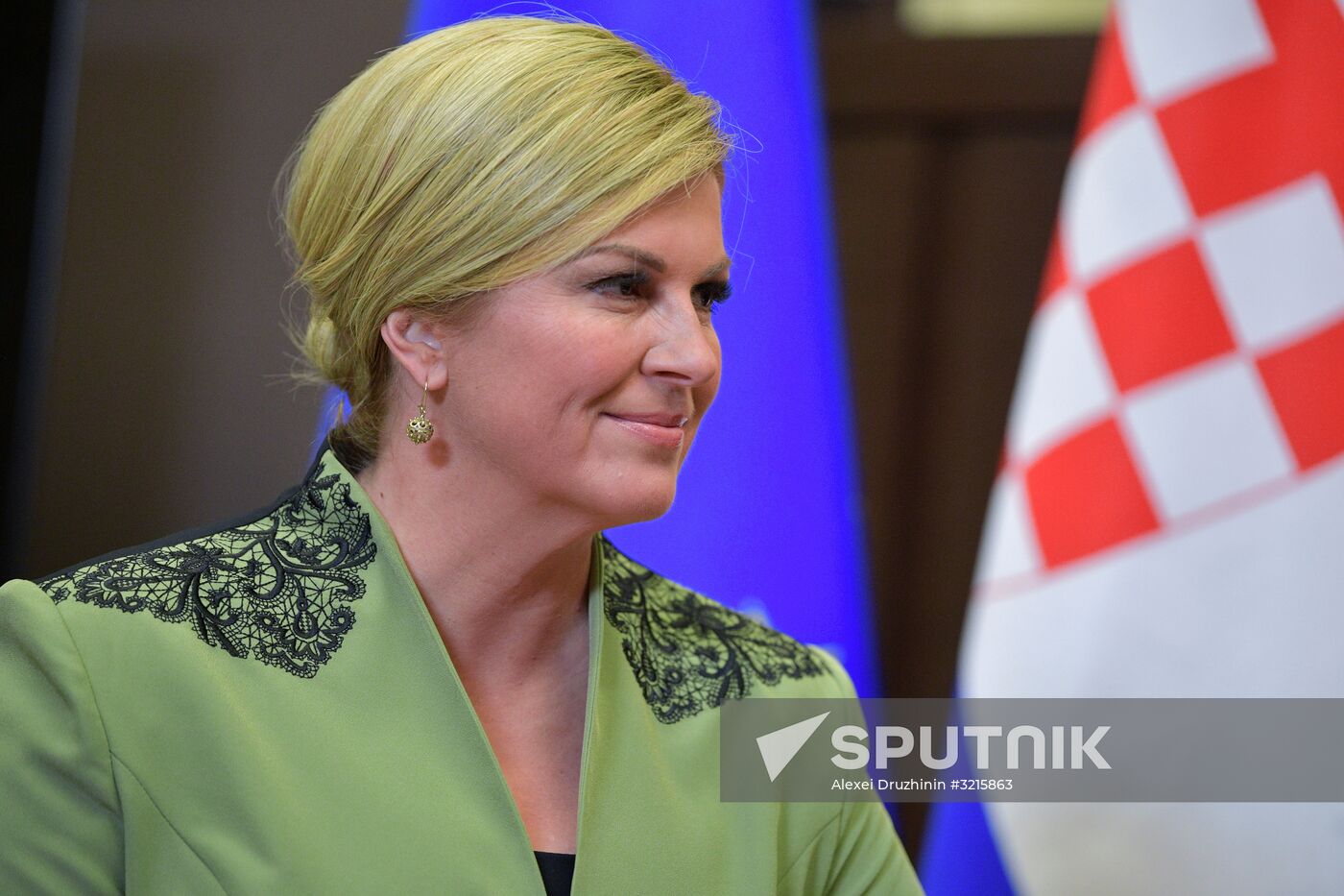 Russian President Vladimir Putin meets with President of Croatia Kolinda Grabar-Kitarovic