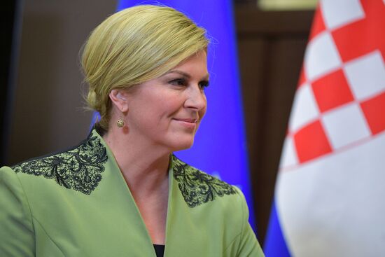 Russian President Vladimir Putin meets with President of Croatia Kolinda Grabar-Kitarovic