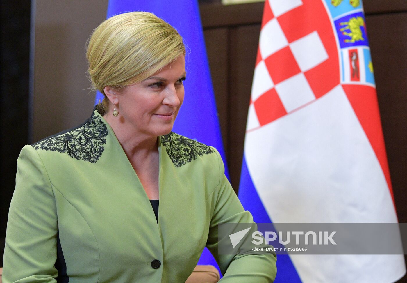 Russian President Vladimir Putin meets with President of Croatia Kolinda Grabar-Kitarovic