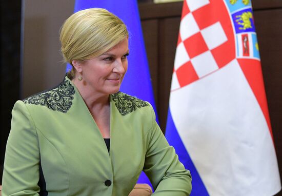 Russian President Vladimir Putin meets with President of Croatia Kolinda Grabar-Kitarovic