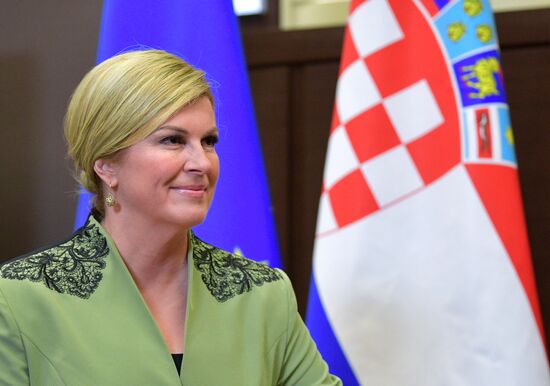 Russian President Vladimir Putin meets with President of Croatia Kolinda Grabar-Kitarovic
