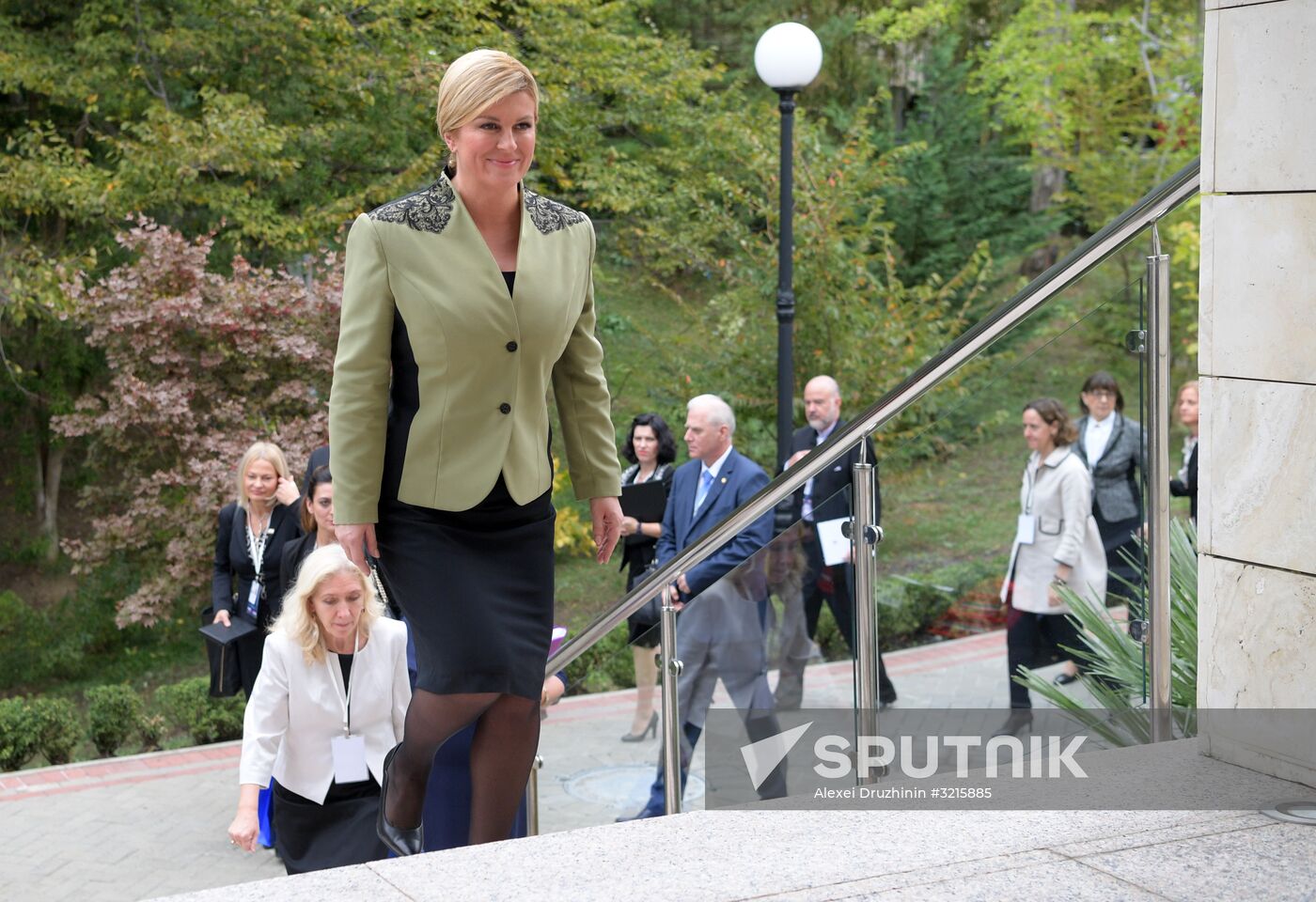 Russian President Vladimir Putin meets with President of Croatia Kolinda Grabar-Kitarovic