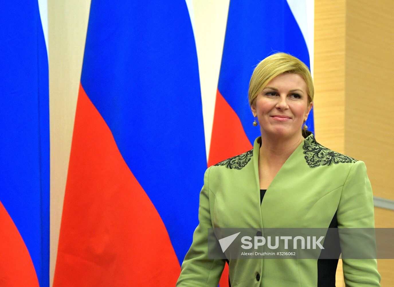 Russian President Vladimir Putin meets with President of Croatia Kolinda Grabar-Kitarovic