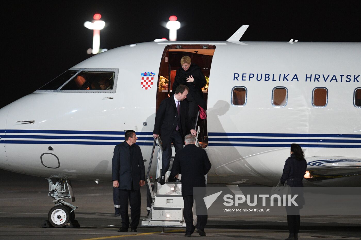 Croatian President Kolinda Grabar-Kitarovic arrives in Moscow