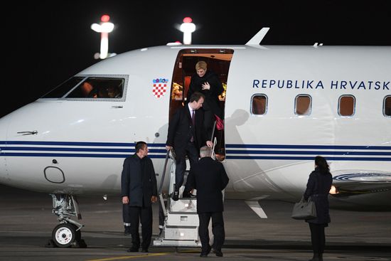 Croatian President Kolinda Grabar-Kitarovic arrives in Moscow