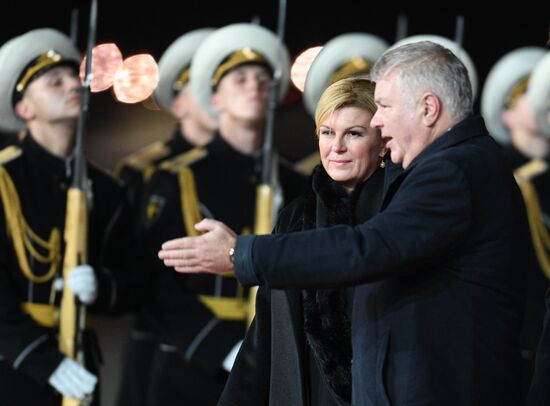 Croatian President Kolinda Grabar-Kitarovic arrives in Moscow